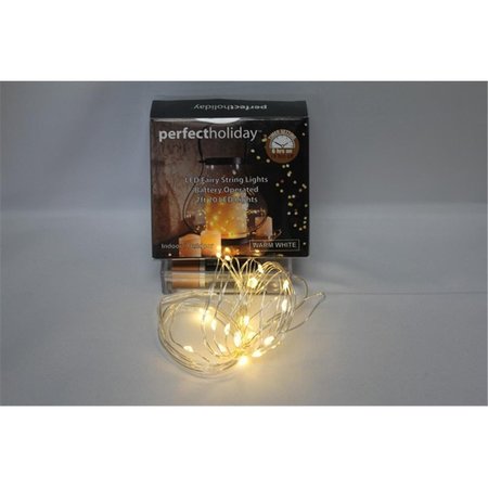 PERFECT HOLIDAY Battery Operated Copper 20 LED String Light with Timer Warm White 600044